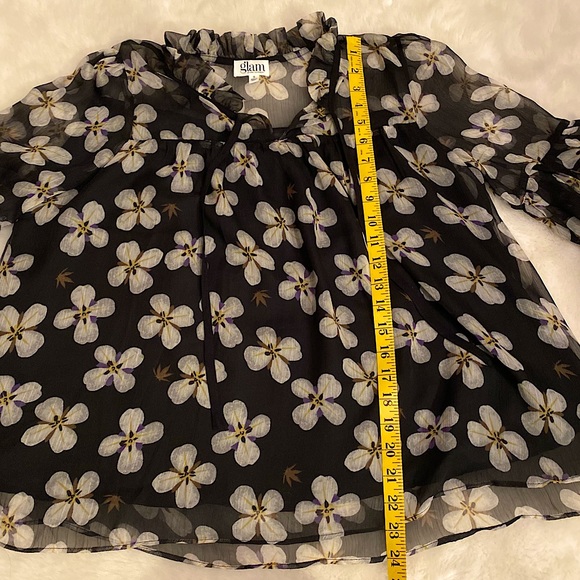 GLAM LOS ANGELES  | SHEER FLORAL BOHO RUFFLE SLEEVE BLOUSE - Picture 12 of 15